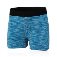 Women Fitness Sport Celana Pendek Ukuran Lebih Cepat Kering Gym Fitness Stretch Celana Ketat Slim Kompresi Wanita untuk Menjalankan Yoga Shorts WA0066 Biru-Intl