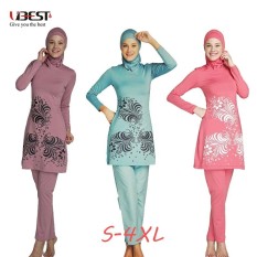 Wanita Bunga Cetak Penuh Sarung Muslim Timur Tengah Baju Renang Pantai Baju Panjang Jilbab Celana Baju Renang Berenang Pakaian S-4XL -Internasional