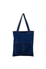 Gadis Wanita Kasual Denim Ritsleting Tas Kurir Belanja Tas Jinjing Tas Serbi Seperti Biru Tua
