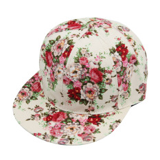 Wanita Girls Polyester Cotton Adjustable Bunga Pola Polos Hiphop Sport Baseball Trucker Snapback Hat Cap Putih