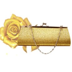 Wanita Glitter Clutch Dompet Pesta Malam Pernikahan Tas Perjamuan Tas Bahu-Emas