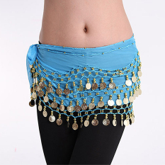 Wanita Emas Koin Logam Rantai Pinggang Ikat Pinggang Ikat Pinggang Pinggang Belt Rok Rantai Danau Biru-Intl