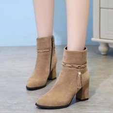 Wanita Hak Tinggi Sepatu Bot Pendek Mewah Menunjuk Toe Boot Sepatu Bot Semata Kaki KH/35-Intl