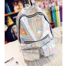 Wanita Hologram Gammaray Bahu Ransel Sekolah Tas Travel Tas Ransel Tas Silver-Intl
