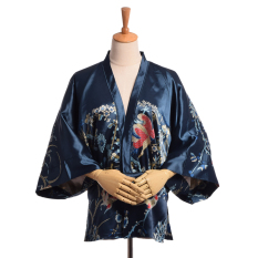 Wanita Kimono Yukata Nightgown Tidur Robe NAVY
