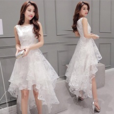 Wanita Korea Organza Little Putih Mermaid Pernikahan Bridesmaid Partai Busana-Intl