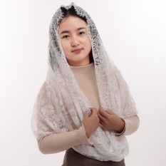 Women Lace Infinity Catholic Chapel Veil Latin Mass Mantilla Head Covering Headwear (White) - intl