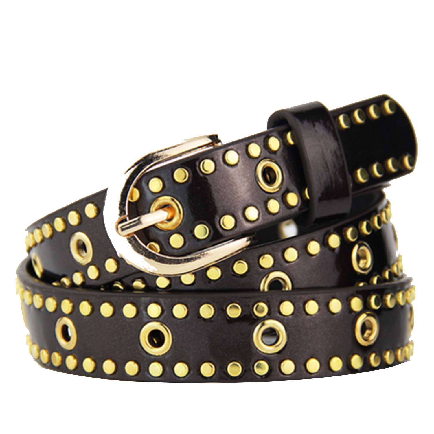 Wanita Mode Wanita Dapat Disesuaikan Gaya Rivet PU Kulit Sabuk Pinggang Tali Pengikat Hitam Wanita Mode Wanita Dapat Disesuaikan Gaya Rivet PU Kulit Sabuk Pinggang Tali Pengikat Hitam