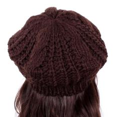 Wanita Wanita Baret Kepang Longgar Kupluk Topi Rajut Topi Ski Fashion Cokelat