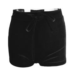 Wanita Lady Flanel Winter Pinggul Warmer Celana Pendek Wanita Lembut Elastis Clubwear Tinggi Pinggang Serut Hot Pants Piyama Celana Pendek untuk Malam Club Pesta Tidur Rekreasi Olahraga Harian Memakai Ukuran XL Hitam-Intl