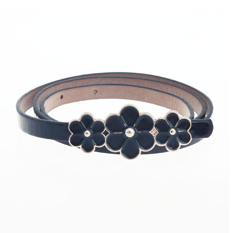 Pinggang Ikat Pinggang Kulit Sabuk Wanita Bunga Hitam-Internasional (Int: Satu Ukuran)-Intl