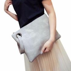 Wanita Leather Handbag Clutch Evening Bag Simple Retro Envelope Paket-Intl