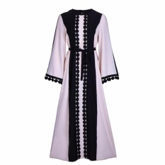 Wanita Maxi Lengan Panjang Abaya Gaun untuk Wanita Muslim Turki Arab Jubah Hitam-Intl