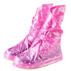 Wanita Men Reusable Rain Cover untuk Sepatu Anak Waterproof Shoes Covers Boots Hujan Flat Slip-resistant Overshoes Galocha (pink L Ukuran) -Intl