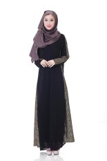 Wanita Muslim Gaun Chiffon Malaysia Indonesia Timur Tengah Fashion Arab Gaun Abaya Hitam-Intl