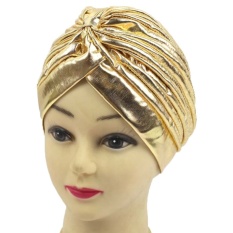 Women Muslim Hijab Shawl Stretchy Hats Hairband Bandana Wrap HairCaps Golden - intl