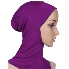 Wanita Muslim Pengandaian Lembut dan Fleksibel Bungkus Menutupi Kepala Leher Bagian Dalam Jilbab Topi Ungu (Internasional)-Internasional