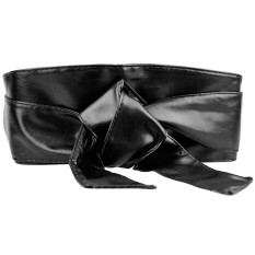 Women PU Leather Soft Self Tie Band Wrap Around Sash Obi Belt Corset Cinch Waist Belt Band Waistband Black - intl