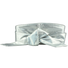 Wanita PU Kulit Lembut Self Tie Band Bungkus Sekitar Sash Obi Sabuk Korset Pinggang Belt Band Pinggang Perak- INTL