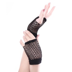 Wanita Punk Jaring Kasar Sarung Fishnet Sarung Tangan Pergelangan untuk Pesta Warna: Hitam-Intl