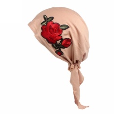 Women Rose Embroidery Cancer Chemo Hat Beanie Scarf Turban Head Wrap Cap BG - intl