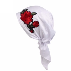 Wanita Rose Bordir Kanker Kemo Hat Beanie Scarf Serban Kepala Membungkus Cap WH-Intl