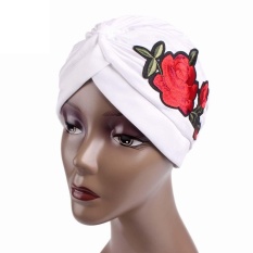 Wanita Rose Bordir Kanker Kemo Hat Beanie Scarf Serban Kepala Membungkus Cap WH-Intl