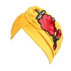 Wanita Rose Bordir Kanker Kemo Hat Beanie Scarf Serban Kepala Membungkus Cap YE-Intl