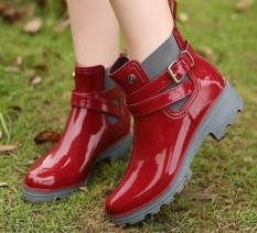 Wanita Karet Sepatu Rain Boots untuk Girls Ladies Casual Walking Tahan Air Karet Sepatu Musim Gugur Musim Dingin Ankle Martins Wanita Hujan- INTL