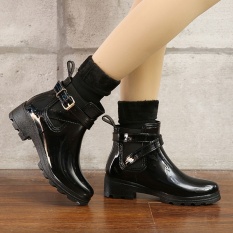 Wanita Karet Sepatu Rain Boots untuk Girls Ladies Casual Walking Tahan Air Karet Sepatu Musim Gugur Musim Dingin Ankle Martins Wanita Hujan- INTL