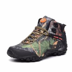 Wanita's Outdoor Athletic Sepatu Kulit Asli Boots Tahan Air Tahan Selip Bantalan Sol Karet Forest Camo Hiking Sepatu Sneakers untuk Perjalanan-Intl
