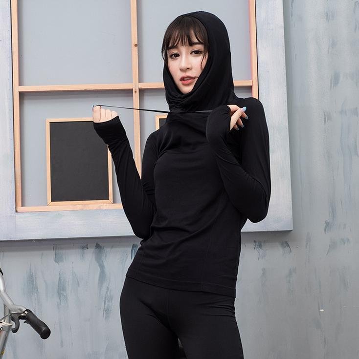 Wanita Olahraga Kebugaran Menjalankan Yoga Pakaian Breathable (Hitam)-Intl