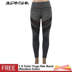 Wanita Jala Sambatan Hitam Gimnasium Yoga Celana Dapat Bersirkulasi Elastis Tights Tinggi Pinggang Kebugaran Olahraga Jogging Legging-Internasional