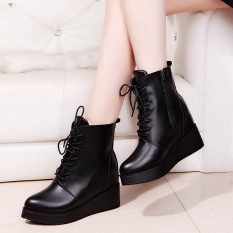 Wanita Sexy Platform Boots Fashion Punk Square Ankle Boots Black untuk Wanita, China Sepatu
