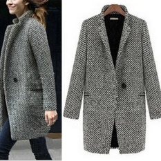 Wanita Musim Dingin Hangat Yang Ramping Wol Panjang Lapel Coat Trench Parka Jaket Mantel Pakaian Bersepeda-Internasional