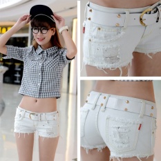 Wanita Super Denim Shorts, Sexy Langsing Di Bawah Pinggang Pendek Jeans, Putih-Intl