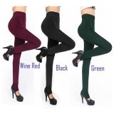 New Women/'s Red Fleece Lined Thermal Thick Winter Leggings Warm One Size