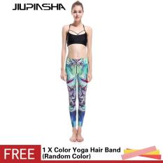 Women Tights Yoga Pants Green Dragonfly Digital Printing Gym Sports Trousers Running Compression Workout Training Leggings - intl