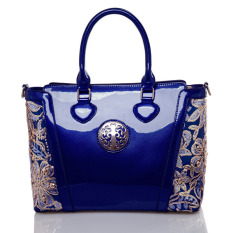 Wanita Top-Handle Bag Shoulder Bags PU Leather Handbags Solid Tote Bolsas Feminina Borse Jakarta 'S Info Fashion Wanita Tas (Biru-1) -Intl