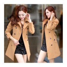 Wanita Musim Dingin Jaket Jual Murah Wol Long Loose Coat-Brown-Intl