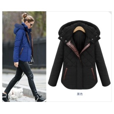 Wanita Musim Dingin Jaket Slim Ladies Coat Thicken Parka Down Cotton Berkerudung Pakaian-Hitam-Intl