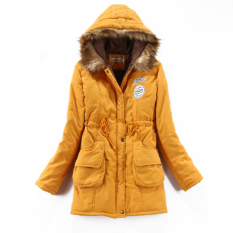 Wanita Musim Dingin Womens Parka Kasual Lebih Tahan Dr Militer Hooded Mantel Musim Dingin Jaket Mantel Bulu Wanita Pakaian Manteau Femme Ukuran Plus Kuning -Intl