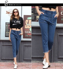 Women's 2017 European and American summer style, waist, tassels, straight cylinder jeans sell well - intl
