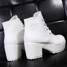 Sepatu Wanita Punk Tumit Kasar Musim Dingin Boots Hangat Ankle Boots Hangat Winter Shoes-Intl