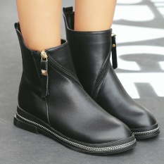 Wanita Round Toe Chunky Heel Ankle Boots Jepang Casual BOOT BOOT dengan Jaringan-Intl