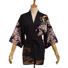 Wanita Sakura Print Yukata Haori Jubah Mandi Cover Up Nightgown Loungewear-Intl