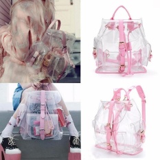 Women's Clear Plastic Lihat Melalui Keamanan Transparan Backpack Bag Travel Bag-Intl