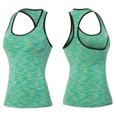 Women's Colorful Olahraga Vest Training Menjalankan Olahraga dan Kebugaran Gym Cepat Kering Rompi Skintight Olahraga PRO YOGA Tank Tops Pakaian 5001 (Warna-warni Hijau) -Intl