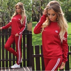 Womens Crown 2 PCS Long Sleeve Top Sports Tracksuits Sportwear
(Red) - intl
