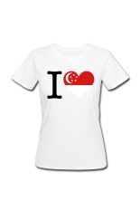 Wanita I Love Singapore Menyesuaikan T-Shirt untuk Putih